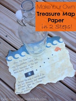 Make your own Treasure Map paper in 2 steps Pretend Play Ideas, Map Paper, Teachers Appreciation, Pirate Birthday Party, Fun With Kids, Treasure Map, Pirate Birthday, 4th Birthday Party, Treasure Maps