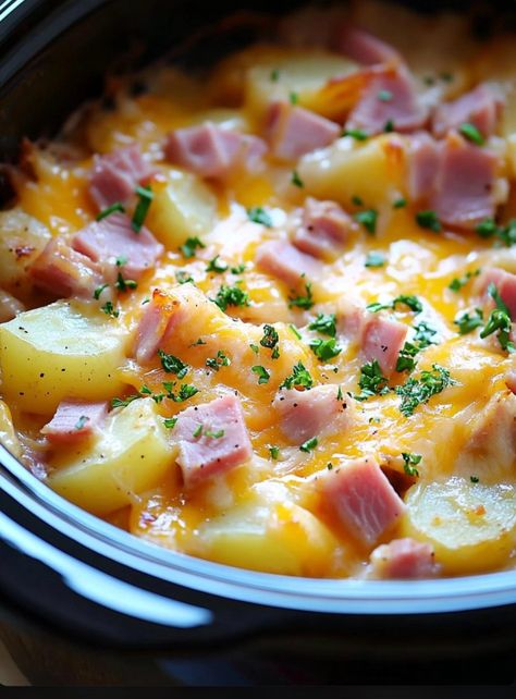 health meal, low carbs meals, keto meal Christmas Ham Crockpot Recipes, Slow Cooker Ham And Potato Casserole, Ham And Potato Au Gratin, Slow Cooker Au Gratin Potatoes, Crockpot Ham And Potato Casserole, Au Gratin Potatoes And Ham, Ham And Potato Recipes, Antipasto Squares, Best Creamed Spinach Recipe