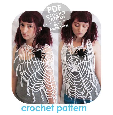 INSTANT DOWNLOAD  Great for halloween  wearable by HELLOhappy Crochet Spider Web Pattern, Spider Web Halloween Costume, Halloween Costume Crochet, Crochet Spider Web, Crochet Halloween Patterns Free, Crochet Spider, Spider Web Pattern, Crochet Baby Jacket, Web Pattern