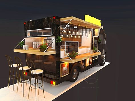 Food Van Design Ideas, Coffee Stall Design, Booth Design Food, Mini Food Truck, Coffee Stall, Food Stall Design, Pop Up Cafe, Food Van, Street Coffee