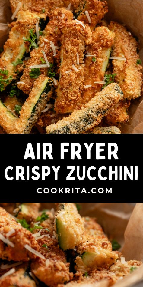 Braeded Zucchini Fries Airfryer Recipes Healthy Veggies, Air Fryer Recipes For Zucchini, Air Fryer Veggie Fries, Best Fried Zucchini Recipe, Healthy Low Carb Sides, Air Fryer Sides Dishes, Easy Air Fryer Appetizers, Low Carb Veggie Recipes, Keto Air Fryer Recipes Low Carb