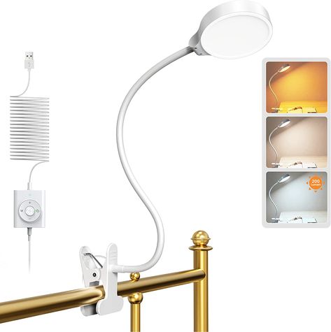 Perfect Dorm Lamp!! Bed Reading Light, Headboard Lamp, Led Reading Light, Headboard With Lights, Bed Lamp, Clip Lights, Amber Lights, Book Lights, Health Design