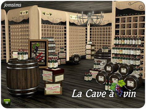 jomsims' La cave a vin (The wine cellar). Wine Cc Sims 4, Sims 4 Wine Cellar Cc, Sims 4 Wine Cc, Sims 4 Wine Cellar, Cave A Vin, Sims 3 Sims, Sims Furniture, Sims Inspiration, Wine Cave