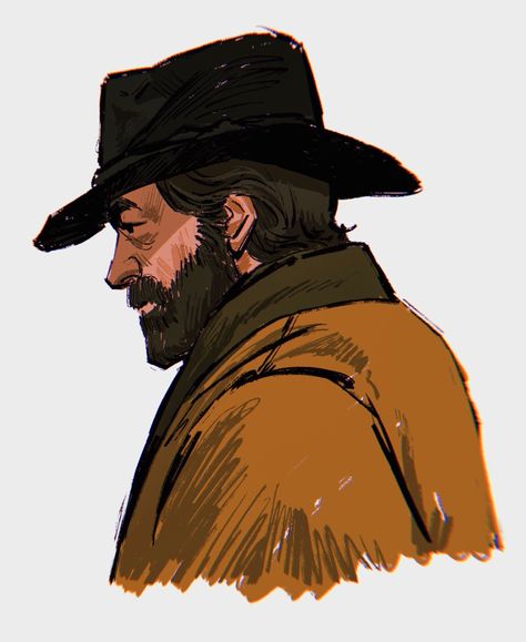 Hat Side Profile, Cowboy Hat Reference, Red Dead Redemption Art, Side View Drawing, Midnight Cowboy, Profile Drawing, The Last Of Us2, Red Dead Redemption Ii, Red Redemption 2