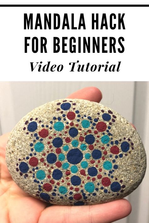 Check out the video tutorial for this simple Mandala hack. Perfect for rock painting beginners or anyone who wants to learn how to paint a Mandala. #rockpainting101 #videotutorial #mandala Beginner Mandala, Mandala Rock Painting, Mandala Simple, Rock Painting Supplies, Rock Painting Tutorial, Mandala Painted Rocks, Mandala Rock Art, Painted Rocks Kids, Mandalas Painting