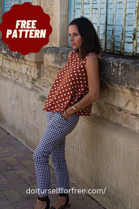 Explore a wide range of free sewing patterns and fashion embroidery and diy magazines at doiturselfforfree.com.Create amazing things for children and babies, men and women, and even home ware for free.All the free patterns are available in PDF format. Tank Top Sewing Pattern, Free Printable Sewing Patterns, Sewing Tops, Coat Pattern Sewing, Sewing Pants, Printable Sewing Patterns, Shirt Sewing Pattern, Free Sewing Pattern, Jacket Pattern Sewing