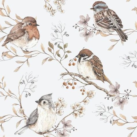 Birds Wallpaper, Beige Wallpaper, Bird Wallpaper, Cat Air, Shades Of Beige, Kids Interior, Children's Boutique, Wallpaper Online, Grey Wallpaper