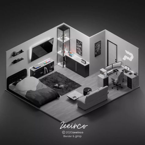 Imagine a world where your room brings people to tears and to aw over the aesthetic of your room...  #Aesthetic #Beautiful  {AMAZON} Credit: topdailysetups Small Room Setup, Small Game Rooms, Mens Bedroom Decor, Loft House Design, Bilik Idaman, Cool Room Designs, 3d Room, Home Studio Setup, Video Game Room Design