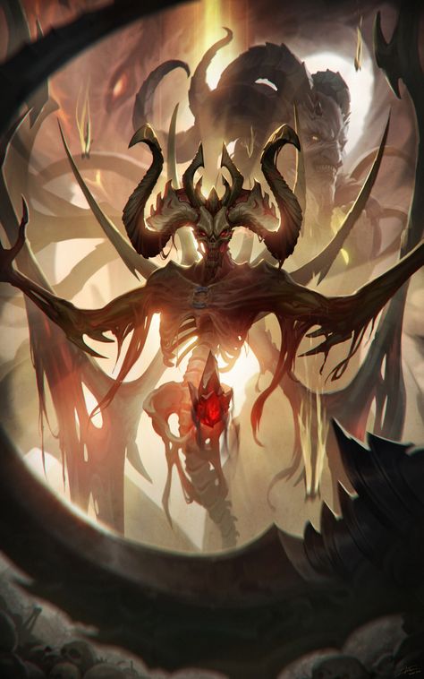 ArtStation - Three Brothers - Diablo Fanart contest, Jun Seong Park (Juns) Diablo Mephisto, Diablo Fanart, Diablo Demon, Diablo 2 Resurrected, At Least I Tried, The Three Brothers, Fantasy Demon, Dark Creatures, Horror Monsters