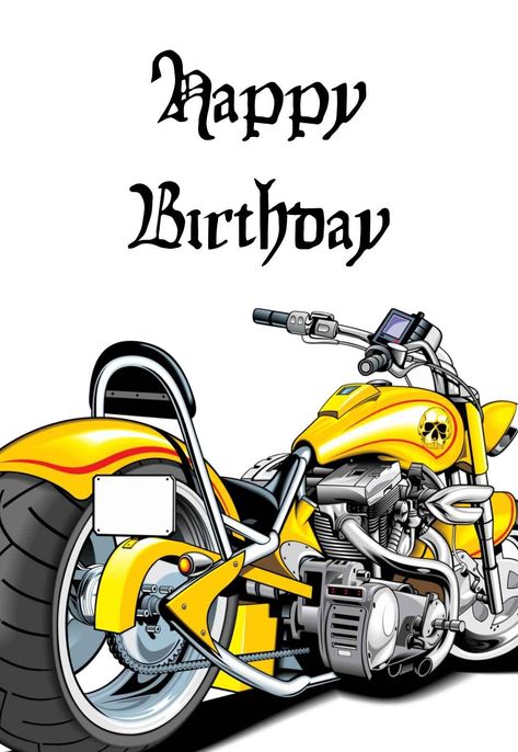 Happy Birthday Harley Davidson, Printable Birthday Cards Free, Happy Birthday Biker, Printable Birthday Cards, Motorcycle Birthday, Free Printable Birthday Cards, Printable Sports, Happy Birthday Man, Birthday Card Messages