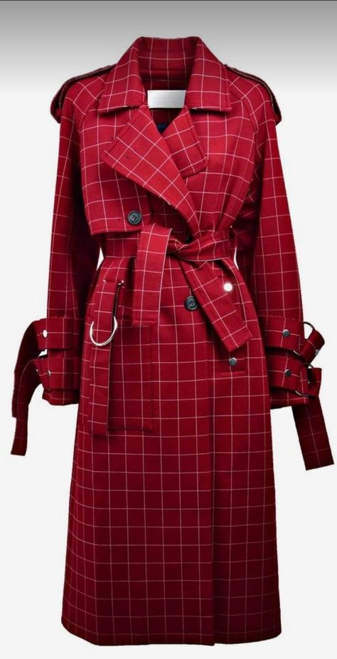 Trench Coat Winter, Mode Mantel, Tartan Fashion, Fall Fashion Coats, Iranian Women Fashion, Red Trench Coat, Winter Fashion Coats, Coat Outfit, Black Wool Coat