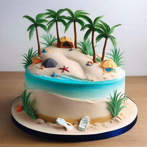 Sea Cake, Beach Cake, Sea Cakes, Beach Cakes, Fake Bake, Bday Cake, Boy Birthday Cake, Cakes For Boys, Cake Decorating Techniques