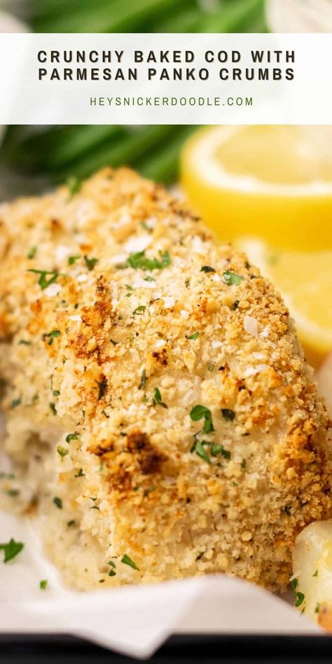 Parmesan Crusted Cod, Pork Chop Sandwiches, Crusted Cod, Baked Cod Recipes, Cod Fish Recipes, Great Dinner Recipes, Fish Recipes Baked, Panko Crumbs, Easy Fish Recipes