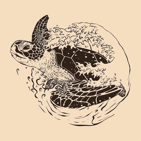 Vector sea turtle waves sketch illustrat... | Premium Vector #Freepik #vector #sea-turtle #turtle-icon #turtle #animal-art Foo Dog Tattoo Meaning, Waves Sketch, Turtle Sketch, Sea Turtle Drawing, Beachy Tattoos, Foo Dog Tattoo, Sea Turtle Tattoo, Turtle Tattoo Designs, Sea Tattoo