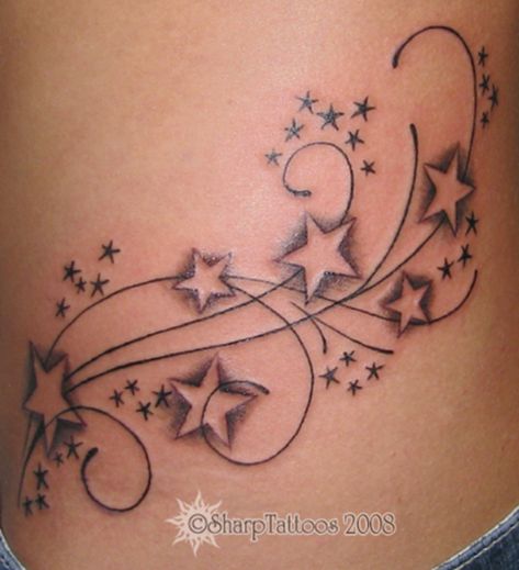 Grandchildren Tattoos, Stars And Swirls, Swirl Tattoo, Australian Tattoo, Tattoo Foot, Star Tattoo Designs, Foot Tattoos For Women, Tattoos For Women Flowers, Feminine Tattoo