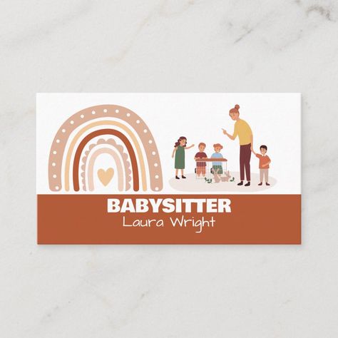 Babysitter Resume, Babysitting Activities, Heart Illustration, Unique Business Cards, Care Facility, Child Care, Heart For Kids, Boho Rainbow, Rainbow Heart