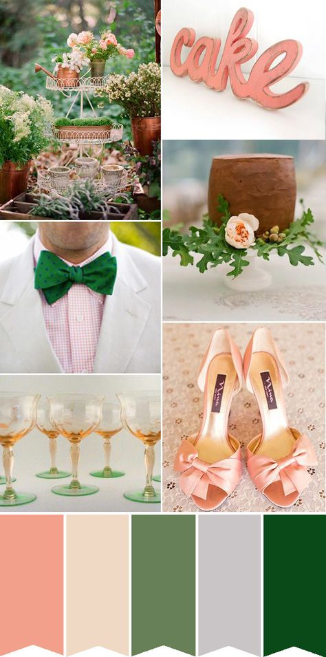 Peach and Green Wedding Inpsiration. Read More - http://onefabday.com/peach-and-green-wedding-inspiration/ Peach And Green Wedding, Peach Wedding Colors, Green Wedding Inspiration, Wedding Themes Summer, British Wedding, Fiesta Tropical, Summer Wedding Colors, Wedding Palette, Peach And Green