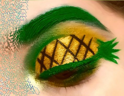 Hawaiian Makeup Look, Hawaiian Makeup, Pineapple Makeup, Pineapple Face, Face Forward, Black Currants, Makeup Makeup, Creative Makeup, Aesthetic Makeup