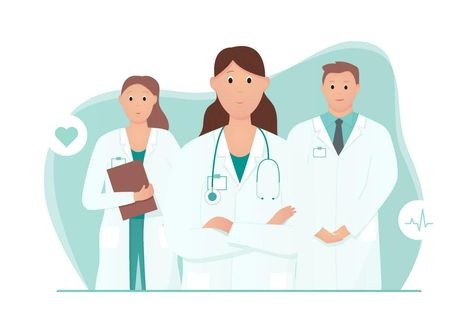 Experienced doctor with and nurse and intern. Medical Intern, Medical Wallpaper, Canvas Learning, Vector Art, Vector Free, Illustrator, Royalty Free, Medical, Clip Art