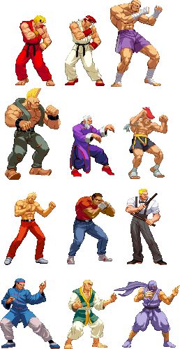 Street_Fighter_1_Redux_by_Kiwi_RGB Street Fighter Sprites, Guile Street Fighter, Street Fighter 1, Street Fighter Tekken, Zombie Apocalypse Outfit, Street Fighter Game, Idle Game, Street Fighter Characters, Street Fighter 2