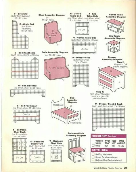 My First Dollhouse Dollhouse Furniture Printables, Furniture Printables, Doll Furniture Plans, Crochet Furniture, Doll Furniture Patterns, Plastic Canvas Books, Doll Furniture Diy, Plastic Canvas Stitches, Diy Barbie Furniture