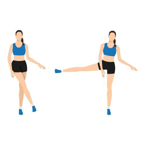 Side Leg Raises, Leg Raise, Flat Vector Illustration, Leg Raises, Flat Vector, Stretching, White Background, Vector Illustration, Siding