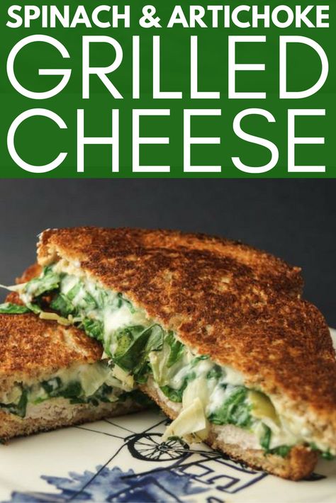 I love spinach and artichoke dip; it’s bubbly, cheesy, and warm. Now imagine it in a sandwich. Heaven, right? This Spinach Artichoke Grilled Cheese recipe is seriously so good. Plus, I love that it’s under 300 calories. Most grilled cheeses are double that! Artichoke Grilled Cheese, Artichoke Grilled, Avocado Grilled Cheese, Diet Dinner, Diet Dinner Recipes, Queso Fundido, Grilled Cheese Recipes, Healthy Sandwiches, 300 Calories