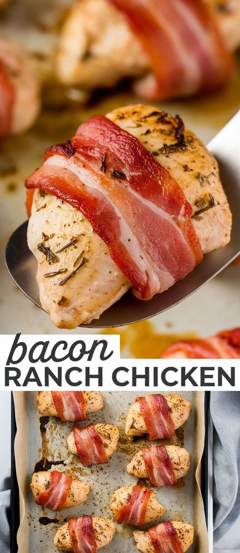 Bacon Ranch Chicken – a quick and flavorful meal! With juicy chicken, crispy bacon, and ranch seasoning, this is a dinner winner everyone will love. Chicken And Bacon Recipes, Ranch Chicken Recipe, Bacon Ranch Chicken, Bacon Seasoning, Chicken And Bacon, Ranch Chicken Recipes, Chicken Crispy, Chicken Bacon Ranch, Bacon Ranch