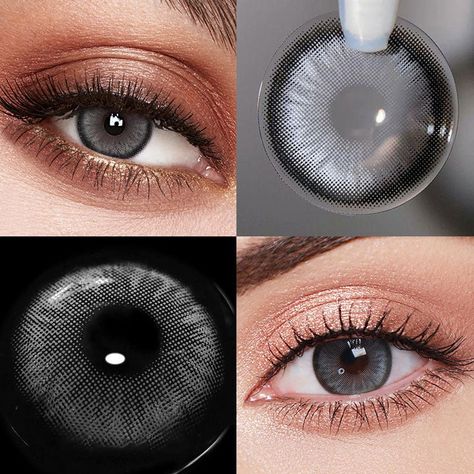 Coloured Contacts, Best Colored Contacts, Evening Eye Makeup, Natural Color Contacts, Colored Eye Contacts, Eye Lenses, Grey Contacts, Soft Lens, Eyes Color