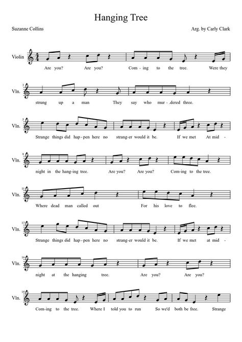 Hanging tree- hunger games Fiddle Music, Music Violin, Cello Sheet Music, Piano Notes Songs, Trumpet Sheet Music, Violin Songs, Clarinet Music, Note Music, Clarinet Sheet Music