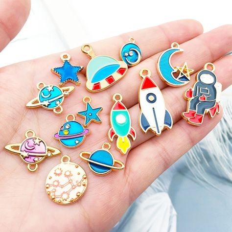 Faster shipping. Better service Universe Theme, Space Universe, Thanks For The Gift, Diy Accessory, Star Diy, Making Crafts, Resin Charms, Diy Bracelet, Enamel Charms