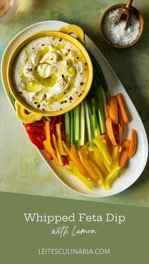 Dip With Greek Yogurt, Whipped Feta Dip, Cucumber Salsa, Pantry Ingredients, Feta Dip, Feta Pasta, Whipped Feta, Raw Vegetables, Food Writing