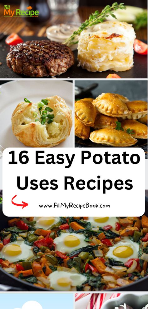 16 Easy Potato Uses Recipes ideas to create. Homemade fillings for side dishes, snacks or casseroles. These include potato in a recipe. Unusual Potato Recipes, Potato Uses, What To Do With Potatoes, Potato Recipe For Kids, Quick Quiche, Potato Ideas, Baked Potato Chips, Dorm Food, Potato Fritters