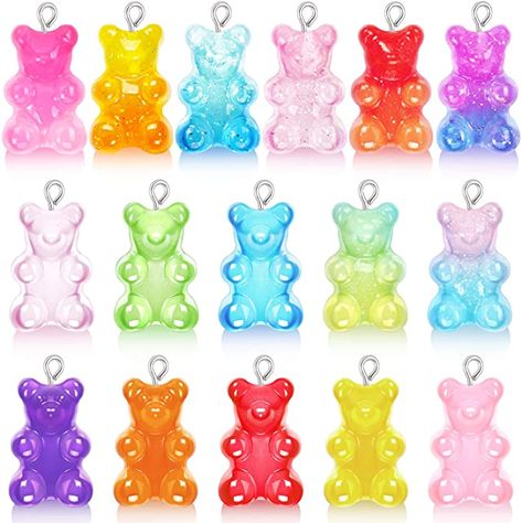 Gummy Bear Charms, Resin Gummy Bear, Candy Gummy, Unique Statement Necklace, Mushroom Jewelry, Bear Keychain, Diy Jewelry Necklace, Star Diy, Bear Pendant