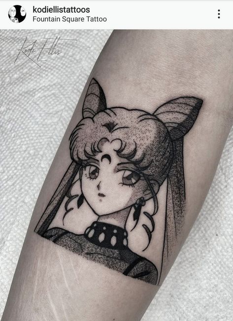 Square Tattoo, 16 Tattoo, Sailor Moon Tattoo, Kawaii Tattoo, Black Lady, Badass Tattoos, Feminine Tattoos, Dope Tattoos, Anime Tattoos