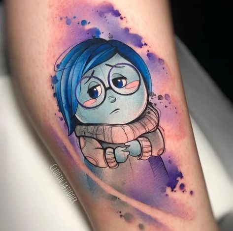 Inside Out Tattoo Disney, Carnaval Tattoo, Inside Out Tattoo, Watercolor References, Colour Tattoos, Tattoo 2024, Disney Tattoo, Tattoo Desings, Disney Tattoos