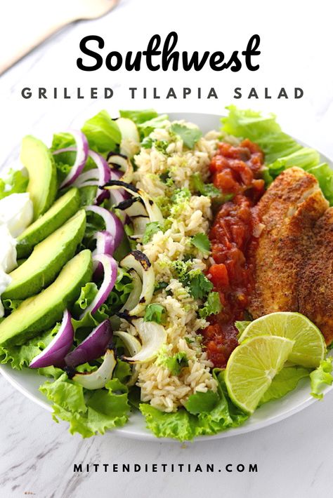 Tilapia Salad, Tilapia Recipes Easy, Quick Summer Meals, Grilled Tilapia, Easy Skillet Meals, Fresh Salad Recipes, Tilapia Recipes, Healthy Weeknight Dinners, Fish Salad