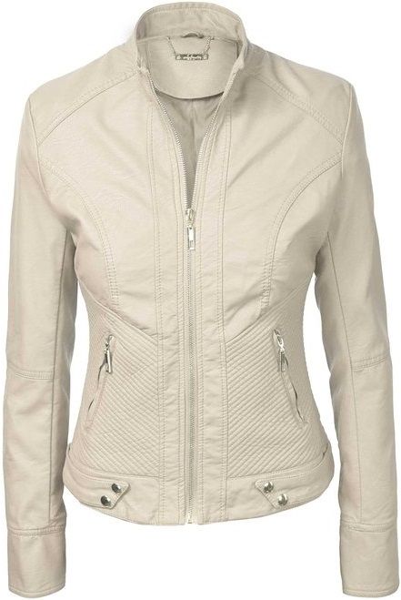 MBJ - CITY POP - BIKER JACKET -- CREAM Beige Clothing, City Pop, Cute Coats, Blazer Jackets For Women, Cute Dress Outfits, Professional Wear, Cardigan Sweater Jacket, Faux Leather Jacket, Denim Jacket Women