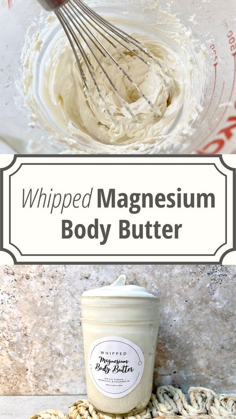 Whipped Magnesium Body Butter, Castor Oil Body Butter, Magnesium Body Butter Recipe, Diy Magnesium Lotion, Magnesium Butter, Magnesium Body Butter, Diy Body Butter Recipes, Coffee Scrub Recipe, Diy Lotions