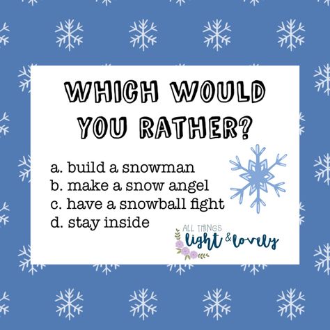 Snow Day Facebook Engagement Post, December Interactive Posts Facebook, Winter Interactive Posts Facebook, Winter Social Media Engagement Posts, December Interactive Posts, January Engagement Posts, Winter Social Media Post, Avon Games, Attendance Questions