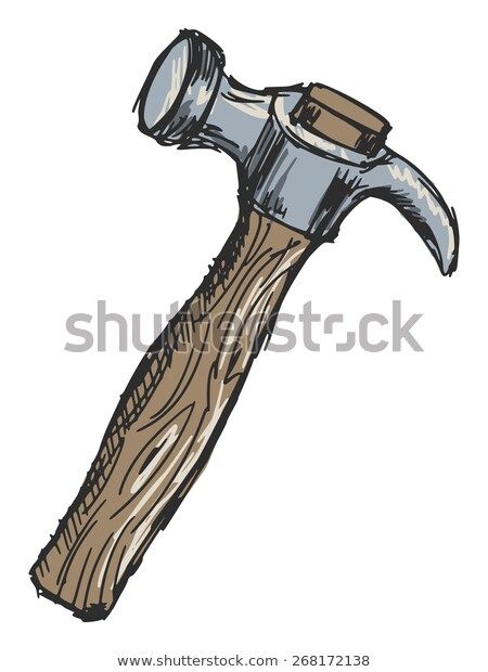 Claw Hammer Drawing, Hammer Drawing Easy, Hammer Sketch, Hammer Painting, Hammer Illustration, Hammer Drawing, Hammer Tattoo, Collage Tattoo, Sustained Investigation