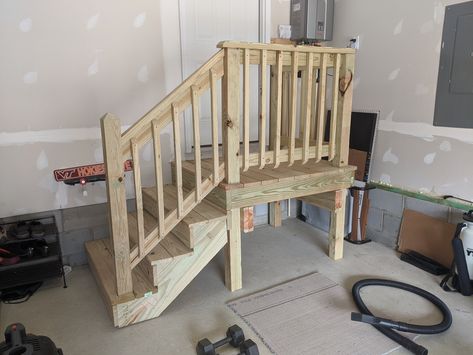 garage stairs with landing - Search Wooden Steps Outdoor, Garage Steps, Garage Stairs, Stairs Landing, Money Pit, Stair Landing, Wooden Steps, Wood Filler, Nantucket