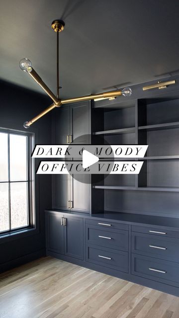 Melissa Manzardo Hryszko on Instagram: "A dark & moody home office that has plenty of natural light balancing this space perfectly.   #homeoffice #homeofficedesign #darkinteriors #wfhlife #custommillwork #northglenmorecustom1" Moody Office Space, All Black Office, Dark Moody Home, Moody Office Inspiration, Moody Home Office, Moody Office, Moody Home, Light Balance, Black Office