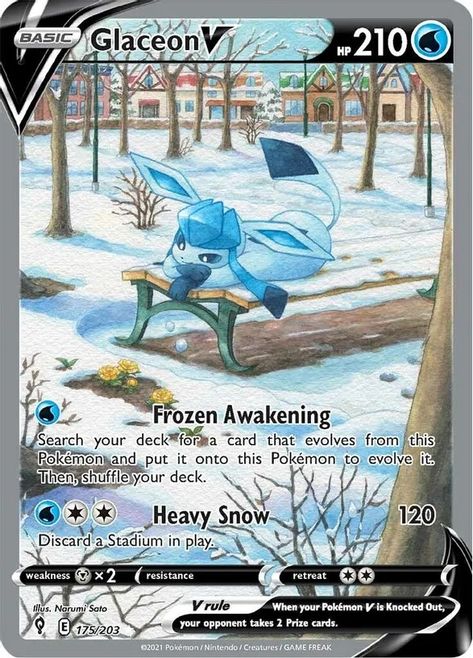 Glaceon V (Alternate Full Art) - SWSH07: Evolving Skies - Pokemon Pokemon Card Full Art, Pokemon Tcg Art, Full Art Pokemon Cards, Pokemon Trainer Card, Pokemon Full Art, Ice Pokemon, Yu Gi Oh Cards, Cool Pokemon Cards, Pokemon Pokedex