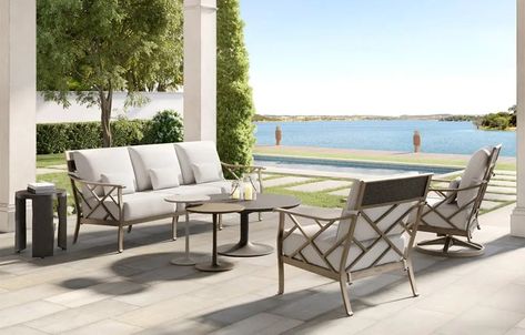 Villa Bianca - Castelle Aluminum Patio Furniture, Ergonomics Furniture, Patio Style, Aluminum Patio, Types Of Furniture, Iron Furniture, Outdoor Post Lights, Patio Seating, Indoor Outdoor Living