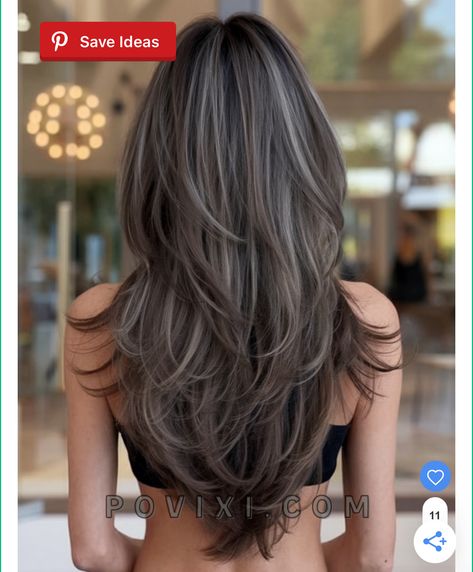 V Shaped Long Layers, The V Haircut, Long V Layered Hair, V Shaped Haircut Vs U Shaped, Long And Layered Hair, Haircut With Volume And Layers, Smoky Ash Hair, Textured Layers Long Hair Straight, Different Types Of Layers For Long Hair