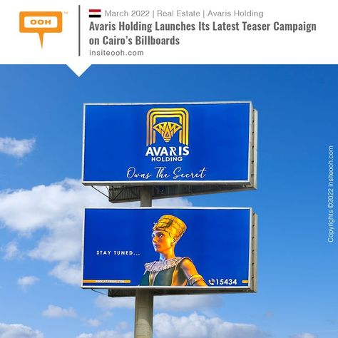 Booming real estate developer #Avaris Holding rises on #Cairo’s #Billboards with a new teaser campaign. #InsiteOOH #Egypts_OOH_Reference 🇪🇬 #Stay_Tuned 🤙 Teaser Campaign, Ancient Egyptian Deities, Real Estate Developer, Ad Copy, Real Estate Development, Cairo, Stay Tuned, First Time, The First