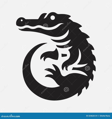 Alligator Silhouette Logo: Bold and Timeless Design. Isolated On White Background Alligator Silhouette, Alligator Logo, Logo Silhouette, Silhouette Logo, Creative Logos, Abstract Animal Art, Black And White Illustration, Background Illustration, Abstract Animals