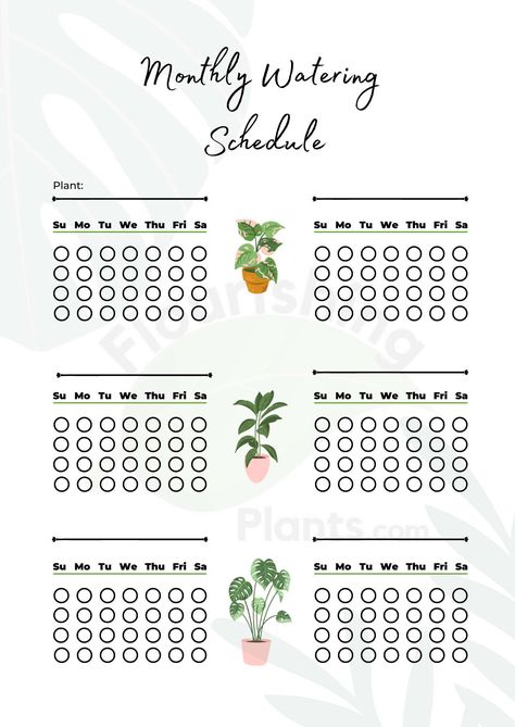 Monthly-Watering-Schedule Watering Schedule For Garden, Plant Watering Schedule Printable Free, Weekly Dinner Planner Printable Free, Plant Schedule, Garden Watering Schedule, Plant Watering Schedule, Schedule Printable Free, Gardening Printables, Eco Farm