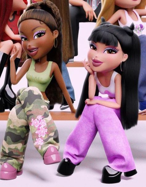 Bratz Characters Sasha, Jade And Sasha Bratz, Sasha And Jade Bratz, Bratz Sasha Cartoon, Sasha Bratz Aesthetic, Bratz Icon, Bratz Sasha, Jade Bratz, Bratz Characters